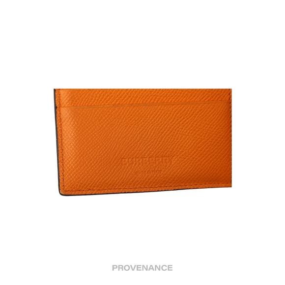 🔴 Burberry Logo 8CC Bifold Wallet - Orange Grained Leather - Picture 4 of 9